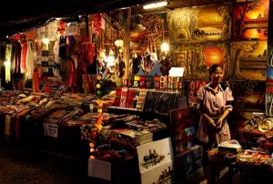 A souvenirs shop sells traditional Cambodian made handicrafts from clothing’s, silk, painting and photography's, jewelries, wood and stone carvings.