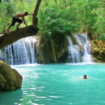 Jumping off at Kuang Si